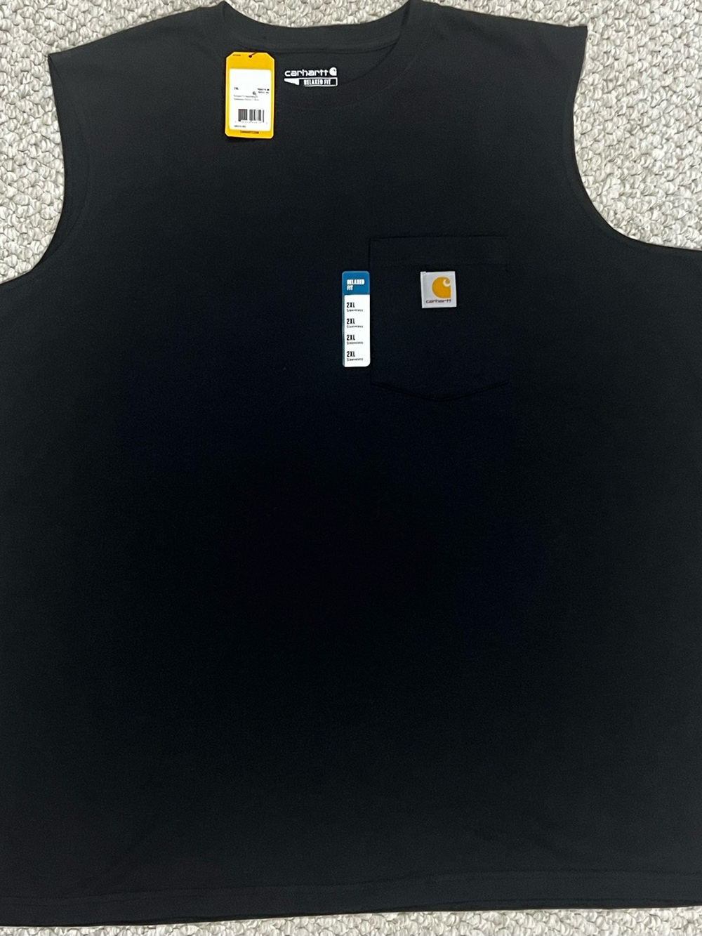 NWT Carhartt Men's Relaxed Fit Black Heavyweight Sleeveless Pocket T-Shirt 2XL